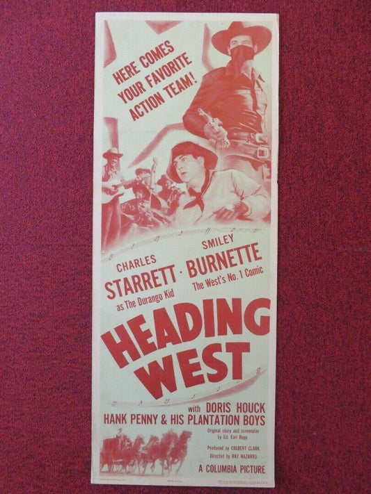 HEADING WEST US INSERT (14"x 36") POSTER CHARLES STARRETT DORIS HOUCK  1946