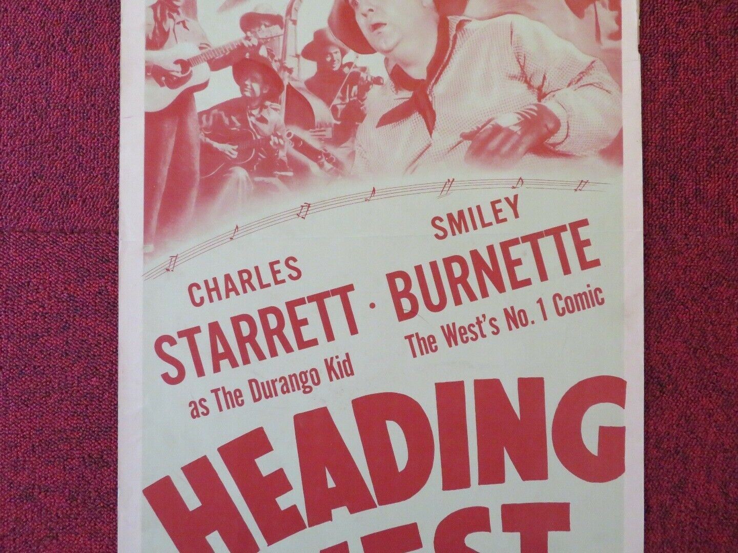 HEADING WEST US INSERT (14"x 36") POSTER CHARLES STARRETT DORIS HOUCK  1946