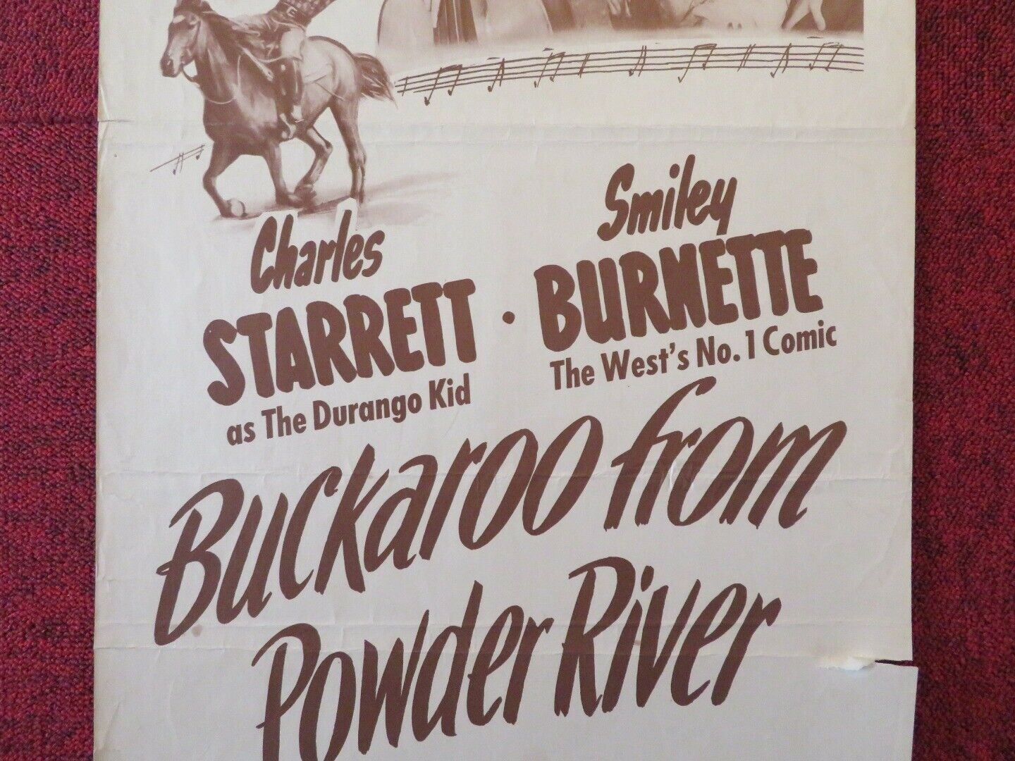 BUCKAROO FROM POWDER RIVER US INSERT (14"x 36") POSTER EVE MILLER 1947