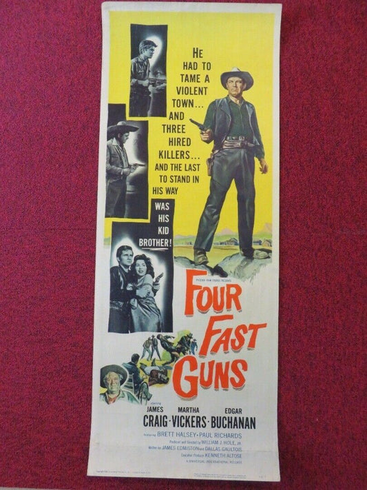 FOUR FAST GUNS US INSERT (14"x 36") POSTER JAMES CRAIG MARTHA VICKERS 1960