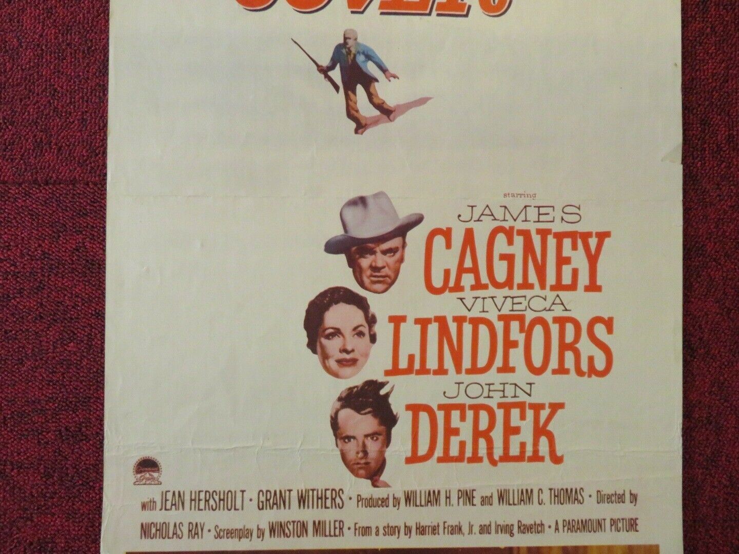 RUN FOR COVER US INSERT (14"x 36") POSTER JAMES CAGNEY VIVECA LINDFORS 1955