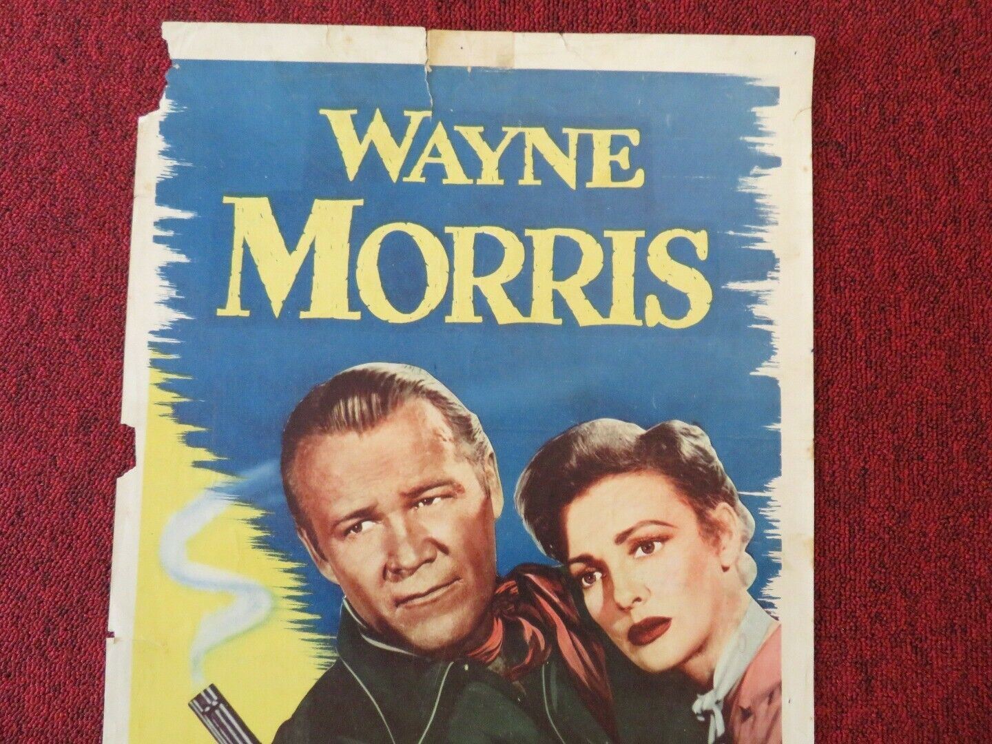 FIGHTING LAWMAN US INSERT (14"x 36") POSTER WAYNE MORRIS VIRGINIA GREY 1953