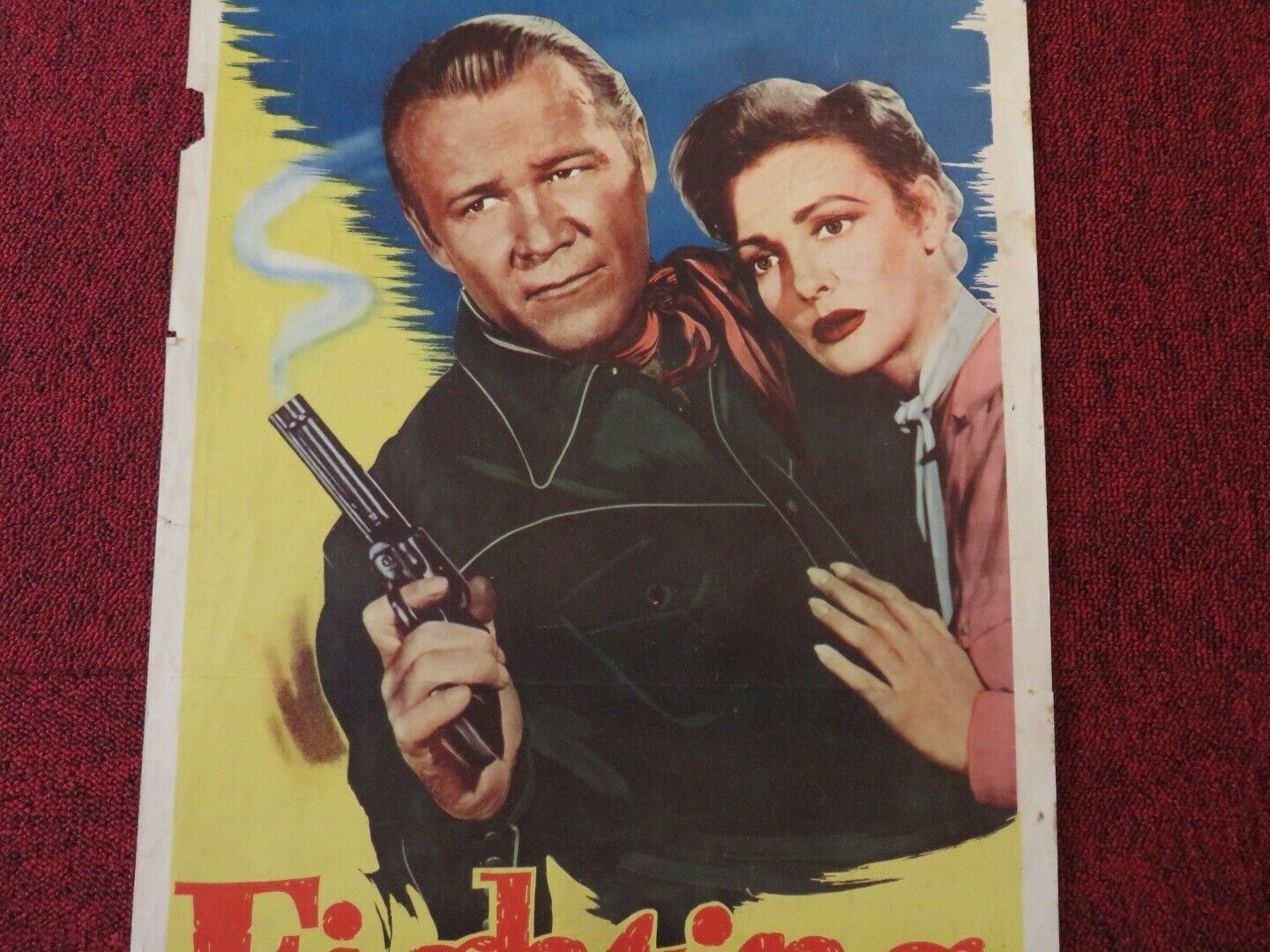 FIGHTING LAWMAN US INSERT (14"x 36") POSTER WAYNE MORRIS VIRGINIA GREY 1953