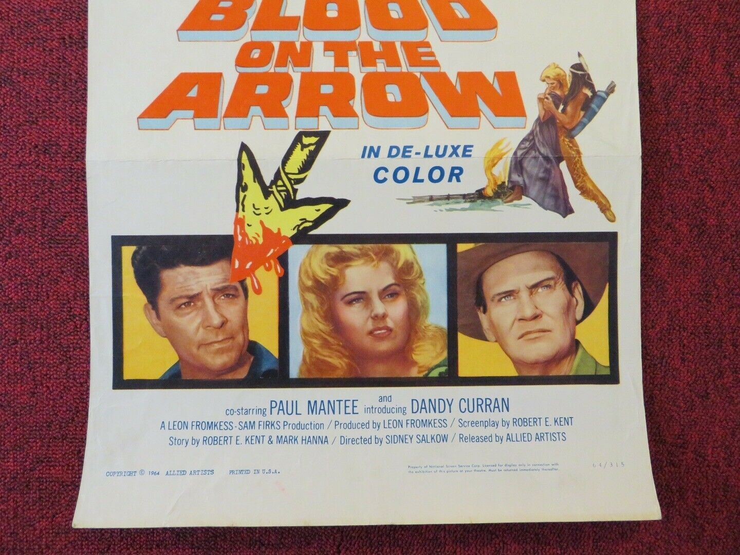 BLOOD ON THE ARROW US INSERT (14"x 36") POSTER DALE ROBERTSON MARTHA HYER 1964