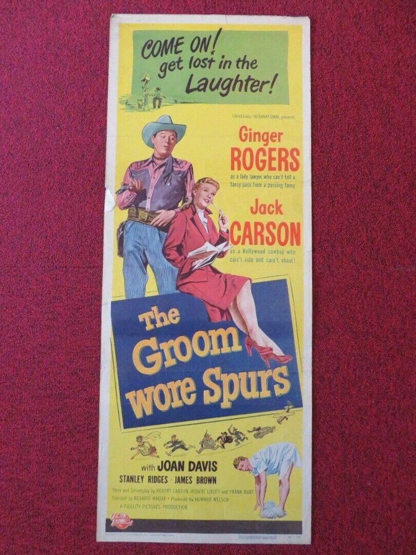 THE GROOM WORE SPURS US INSERT (14"x 36") POSTER GINGER ROGERS JACK CARSON 1951