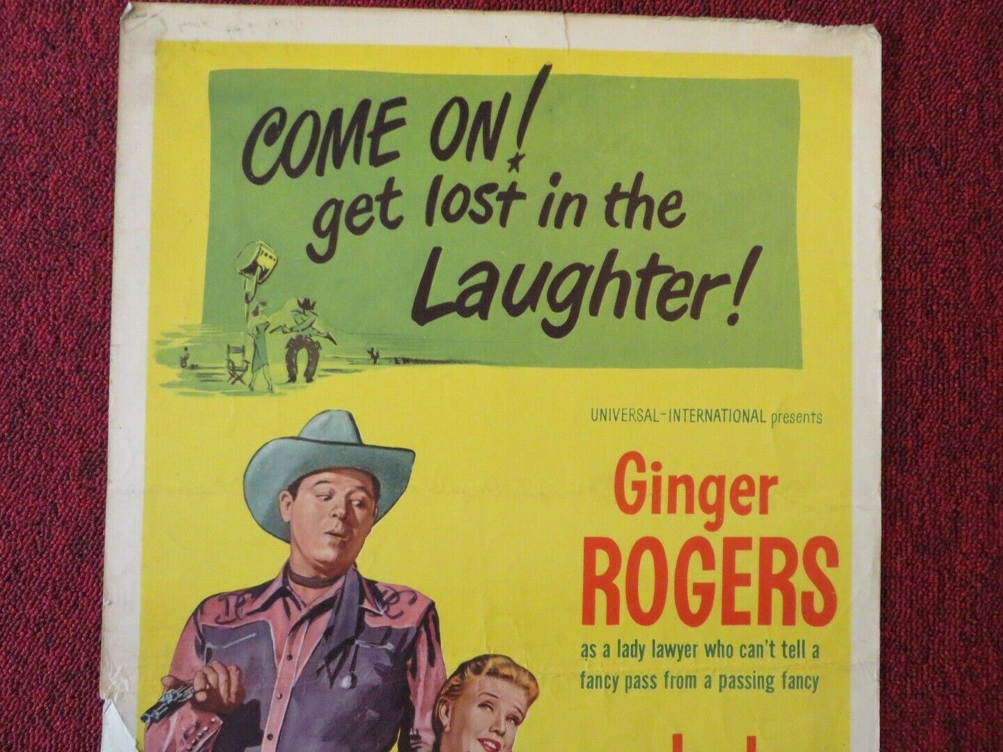 THE GROOM WORE SPURS US INSERT (14"x 36") POSTER GINGER ROGERS JACK CARSON 1951