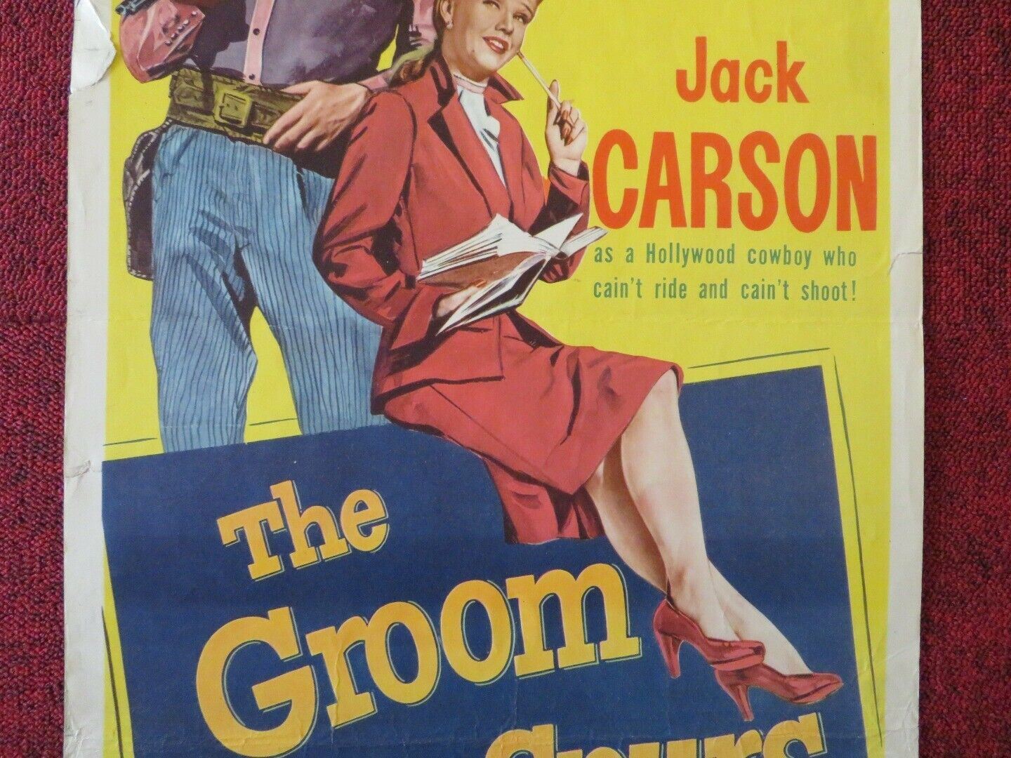 THE GROOM WORE SPURS US INSERT (14"x 36") POSTER GINGER ROGERS JACK CARSON 1951