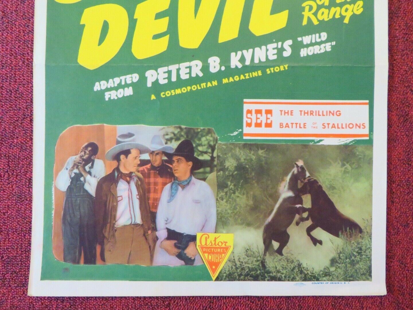 SILVER DEVIL / WILD HORSE US INSERT (14"x 36") POSTER HOOT GIBSON 1931