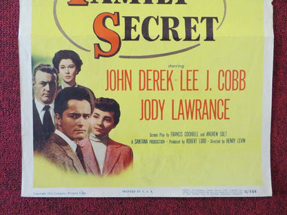 THE FAMILY SECRET US INSERT (14"x 36") POSTER JOHN DEREK LEE J.COBB 1951