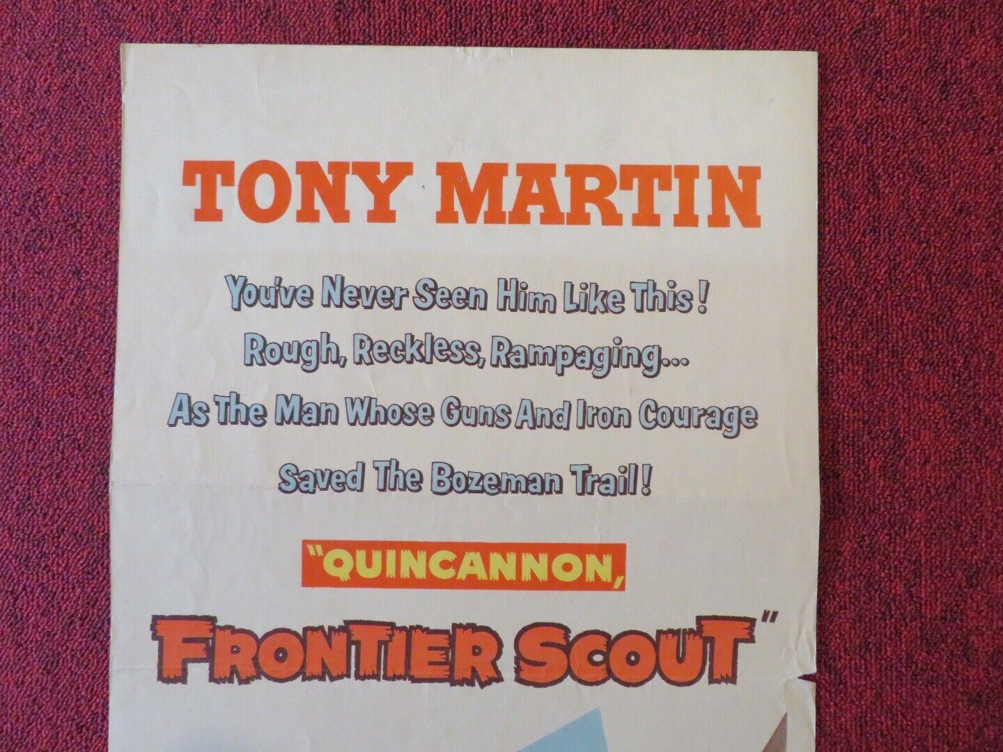 FRONTIER SCOUT US INSERT (14"x 36") POSTERTONY MARTIN PEGGY CASTLE 1956