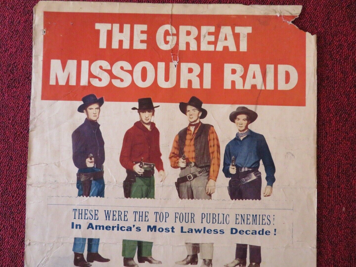 THE GREAT MISSOURI RAID US INSERT (14"x 36") POSTER WENDALL COREY 1951