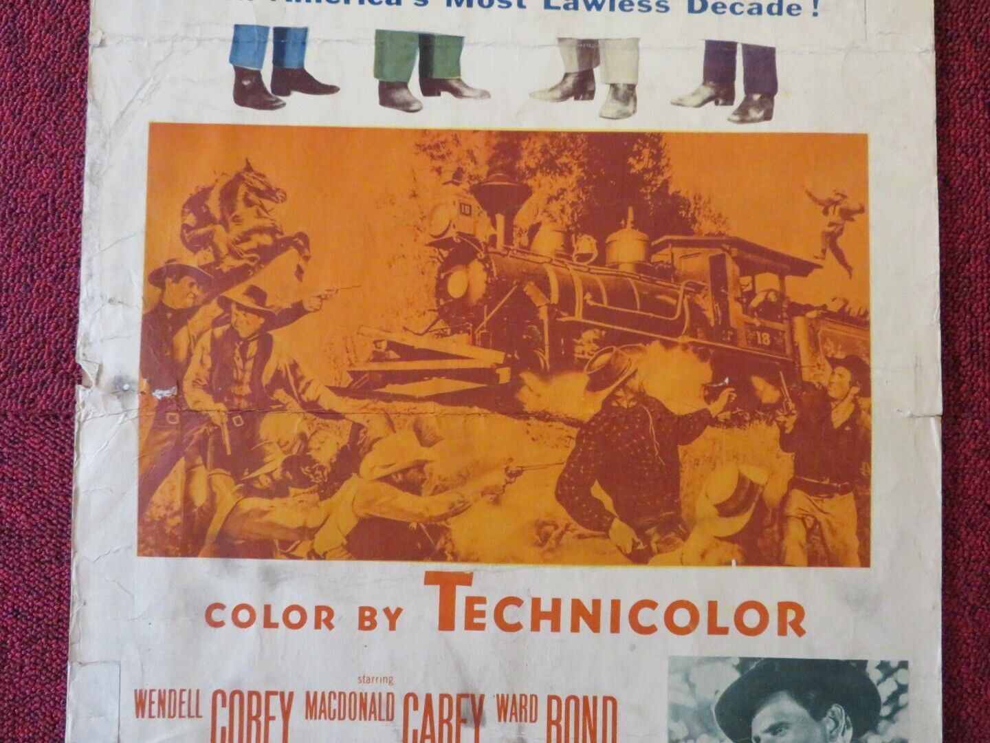 THE GREAT MISSOURI RAID US INSERT (14"x 36") POSTER WENDALL COREY 1951