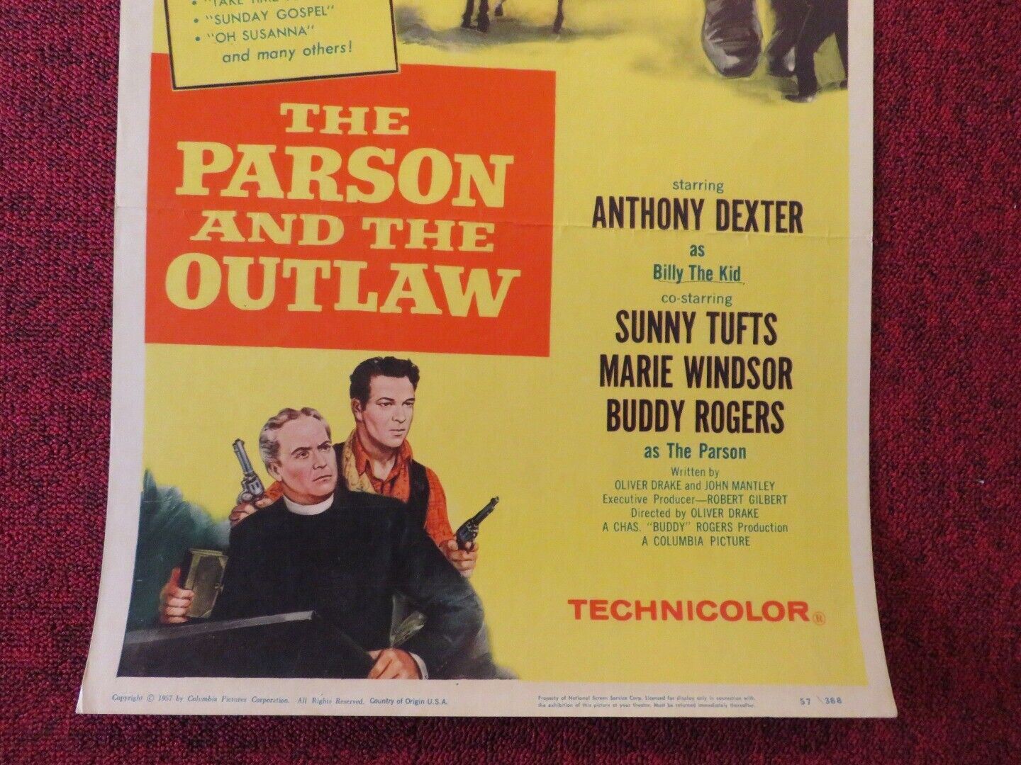 THE PARSON AND THE OUTLAW US INSERT (14"x 36") POSTER ANTHONY DEXTER 1957