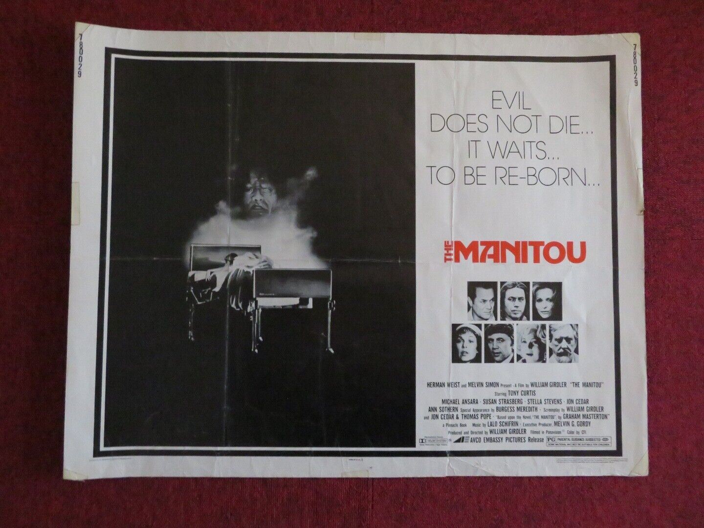 THE MANITOU   US HALF SHEET (22"x 28")  POSTER TONY CURTIS MICHAEL ANSARA 1978