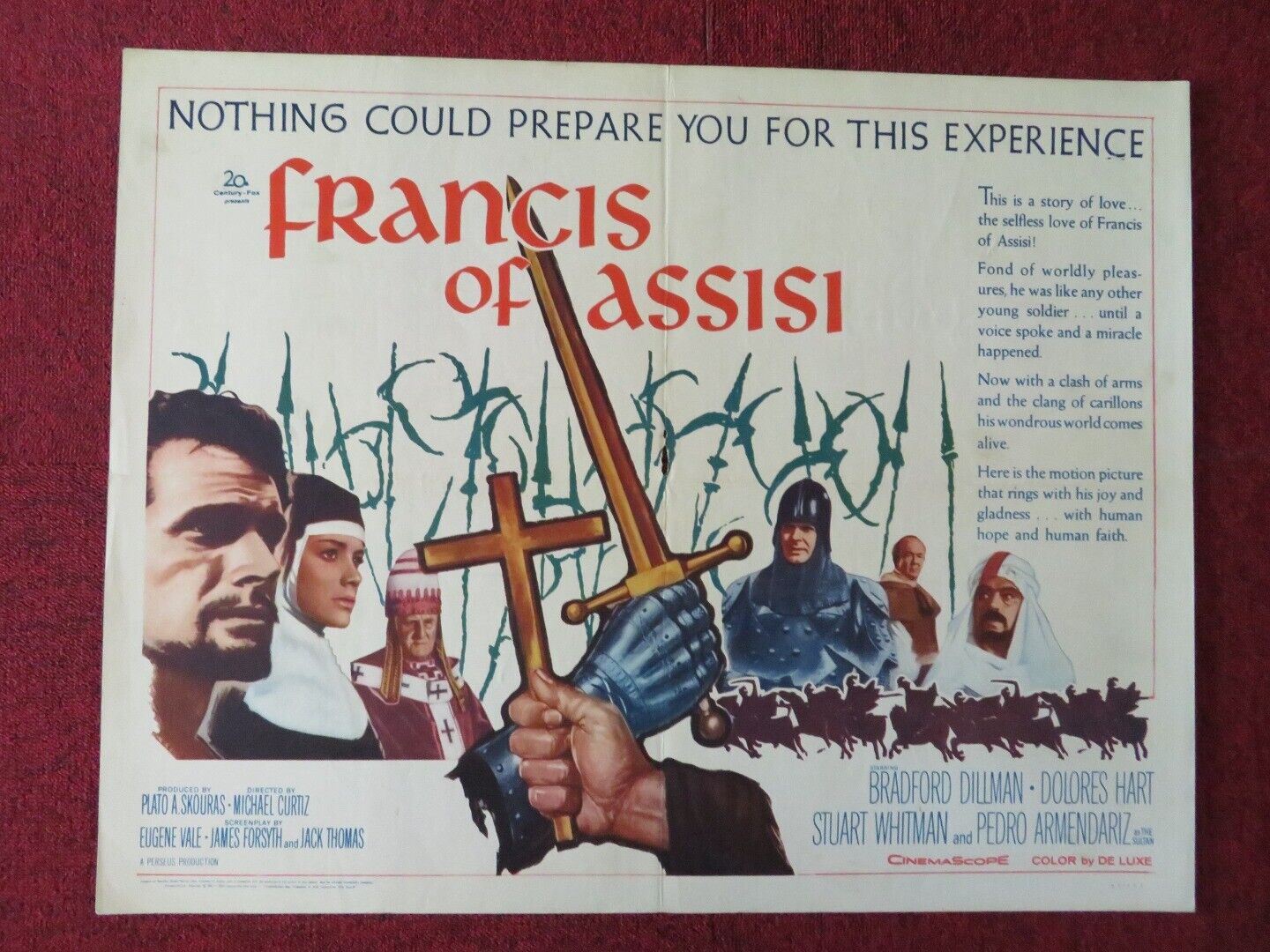 FRANCIS OF ASSISI US HALF SHEET (22"x 28")  POSTER BRADFORD DILLMAN 1961