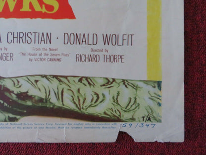 THE HOUSE OF SEVEN HAWKS US HALF SHEET (22"x 28")  POSTER ROBERT TAYLOR 1959