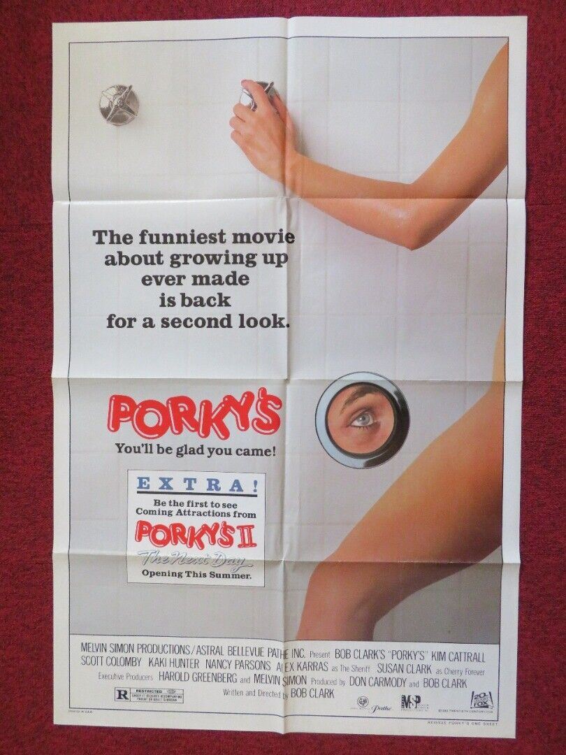 PORKY'S - RE RELEASE  PROMO  FOLDED US ONE SHEET POSTER DAN MONAHAN 1983