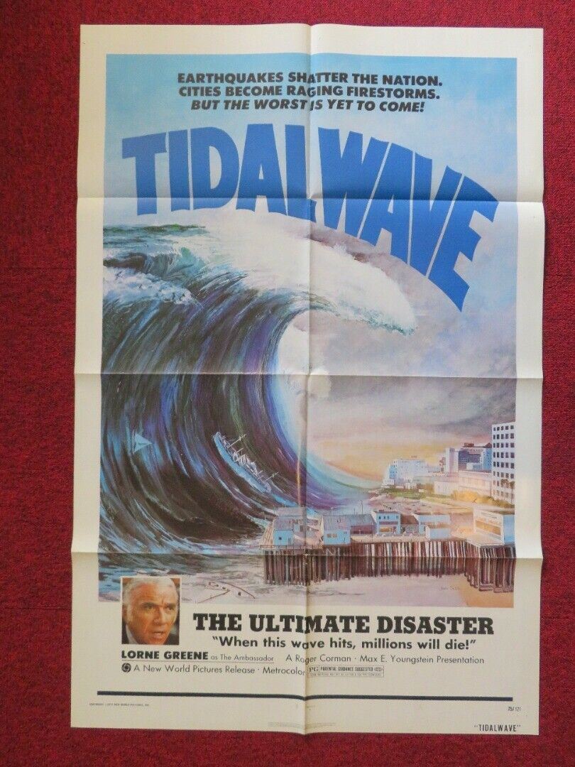 TIDAL WAVE / SUBMERSION OF JAPAN FOLDED US ONE SHEET POSTER LORNE GREENE 1975