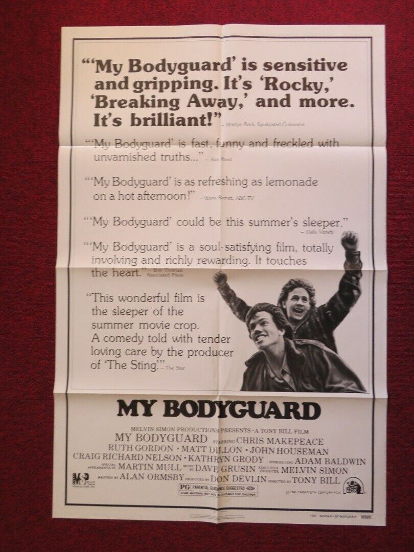 MY BODYGUARD FOLDED US ONE SHEET POSTER REVIEW B -  MATT DILLON 1980