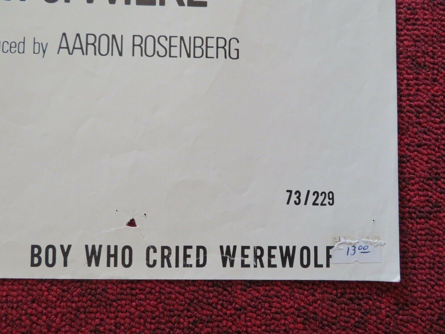 BOY WHO CRIED WEREWOLF FOLDED US ONE SHEET POSTER KERWIN MATHEWS 1973