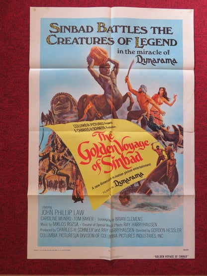 THE GOLDEN VOYAGE OF SINBAD FOLDED US ONE SHEET POSTER JOHN PHILLILP LAW 1973