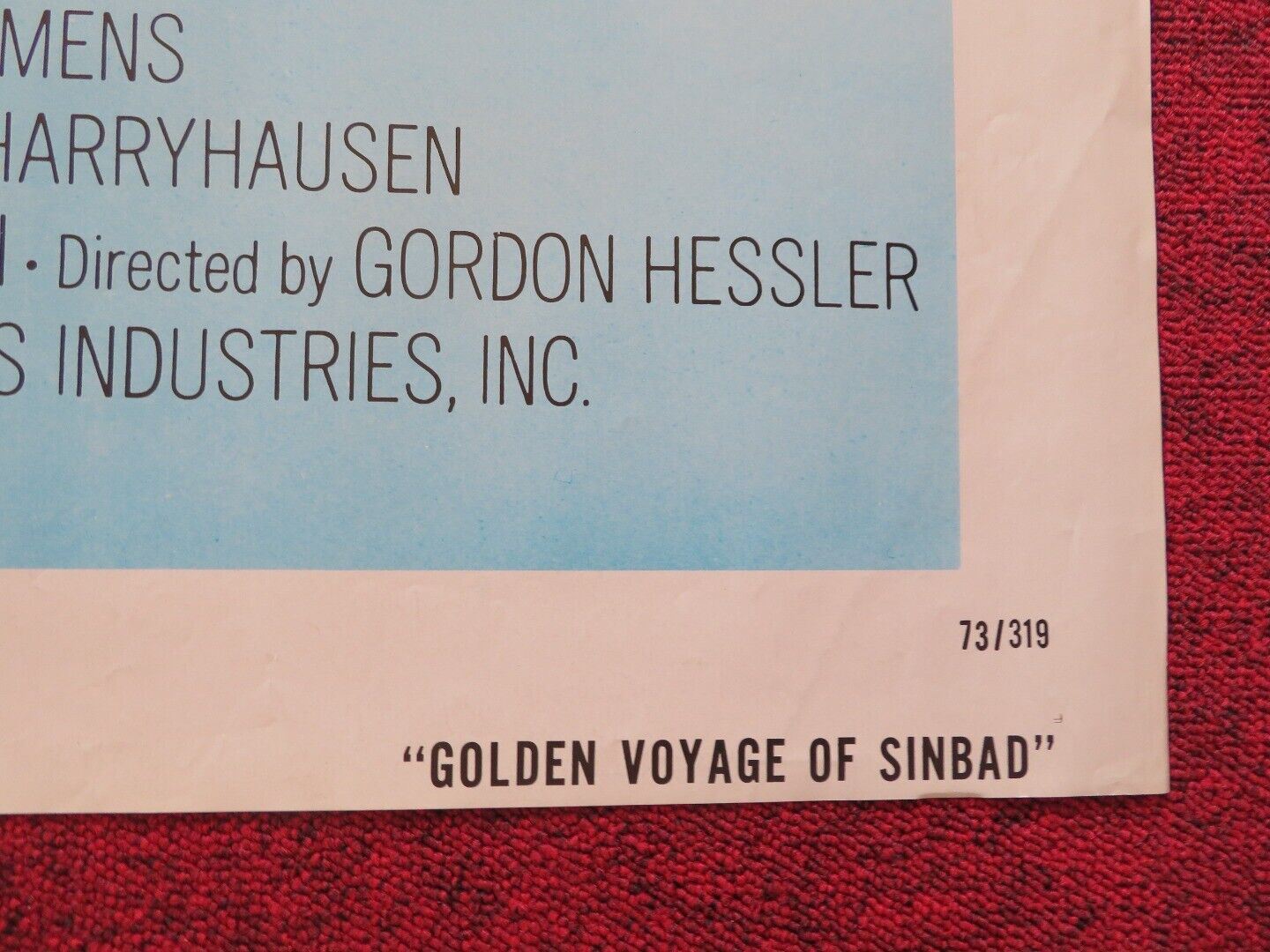 THE GOLDEN VOYAGE OF SINBAD FOLDED US ONE SHEET POSTER JOHN PHILLILP LAW 1973