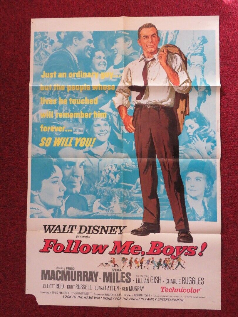 FOLLOW ME BOYS FOLDED US ONE SHEET POSTER DISNEY FRED MACMURRAY VERA MILES 1966