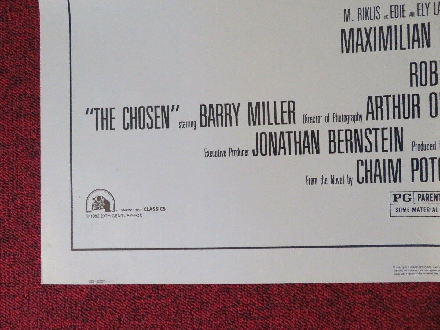 THE CHOSEN FOLDED US ONE SHEET POSTER BARRY MILLER ROD STEIGER 1981