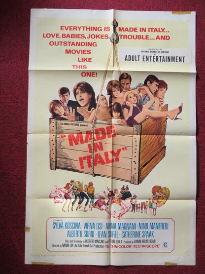 MADE IN ITALY FOLDED US ONE SHEET POSTER SYLVA KOSCINA VIRNA LISI 1965