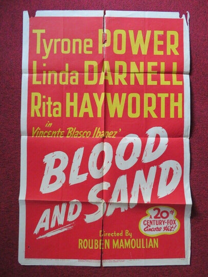 BLOOD AND SAND FOLDED US ONE SHEET POSTER TRYONE POWER RITA HAYWORTH 1941