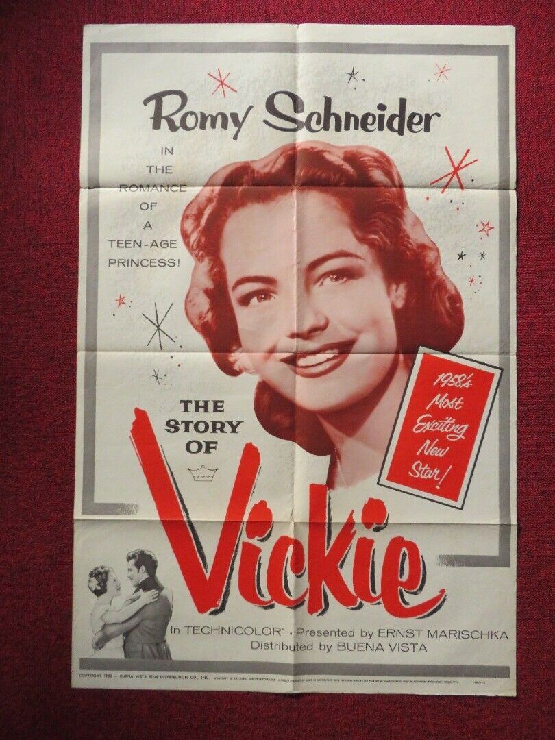 THE STORY OF VICKIE  FOLDED US ONE SHEET POSTER ROMY SCHNEIDER ADRIAN HOVEN 1954