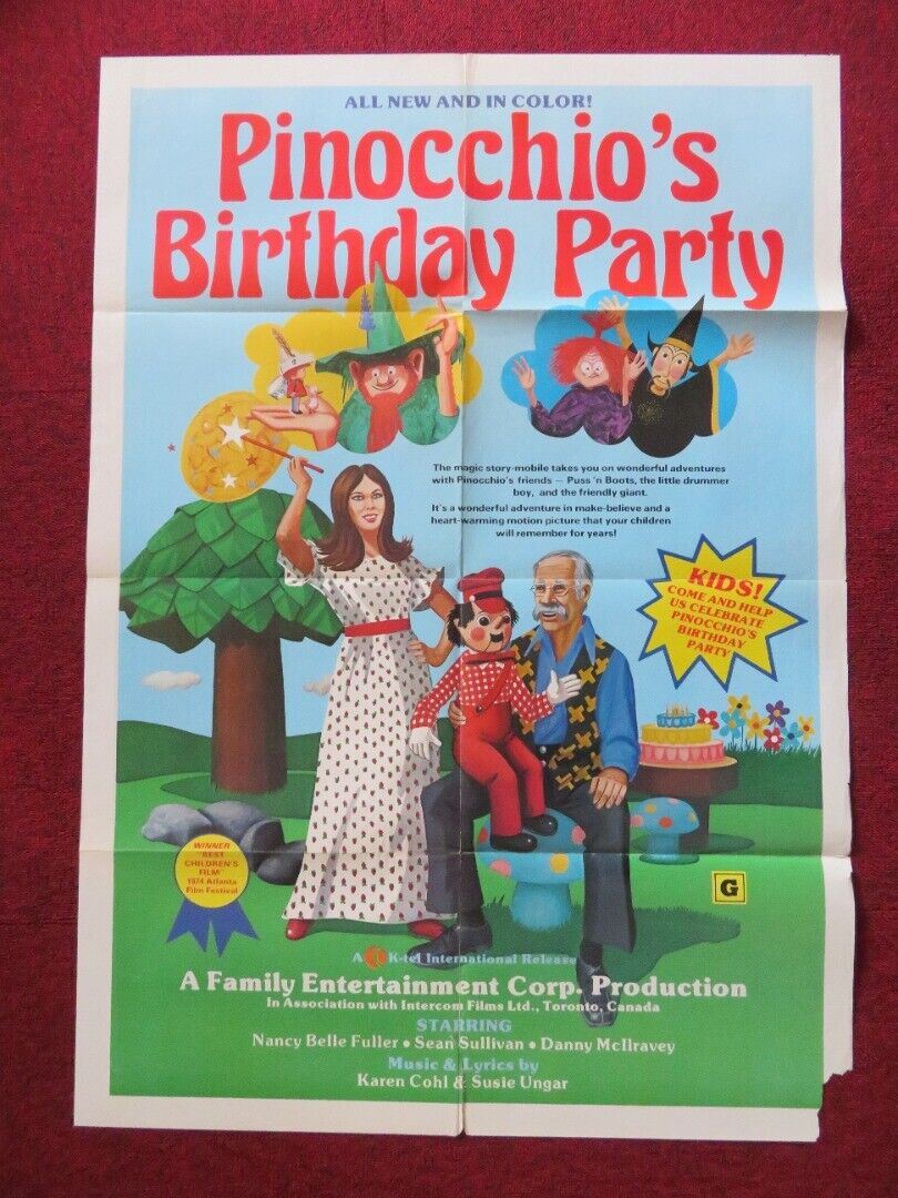 PINOCCHIOS BIRTHDAY PARTY FOLDED US ONE SHEET POSTER JEFF BRAUNSTEIN 1973