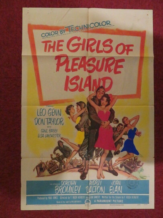 THE GIRLS OF PLEASURE  FOLDED US ONE SHEET POSTER LEO GENN DON TAYLOR 1953