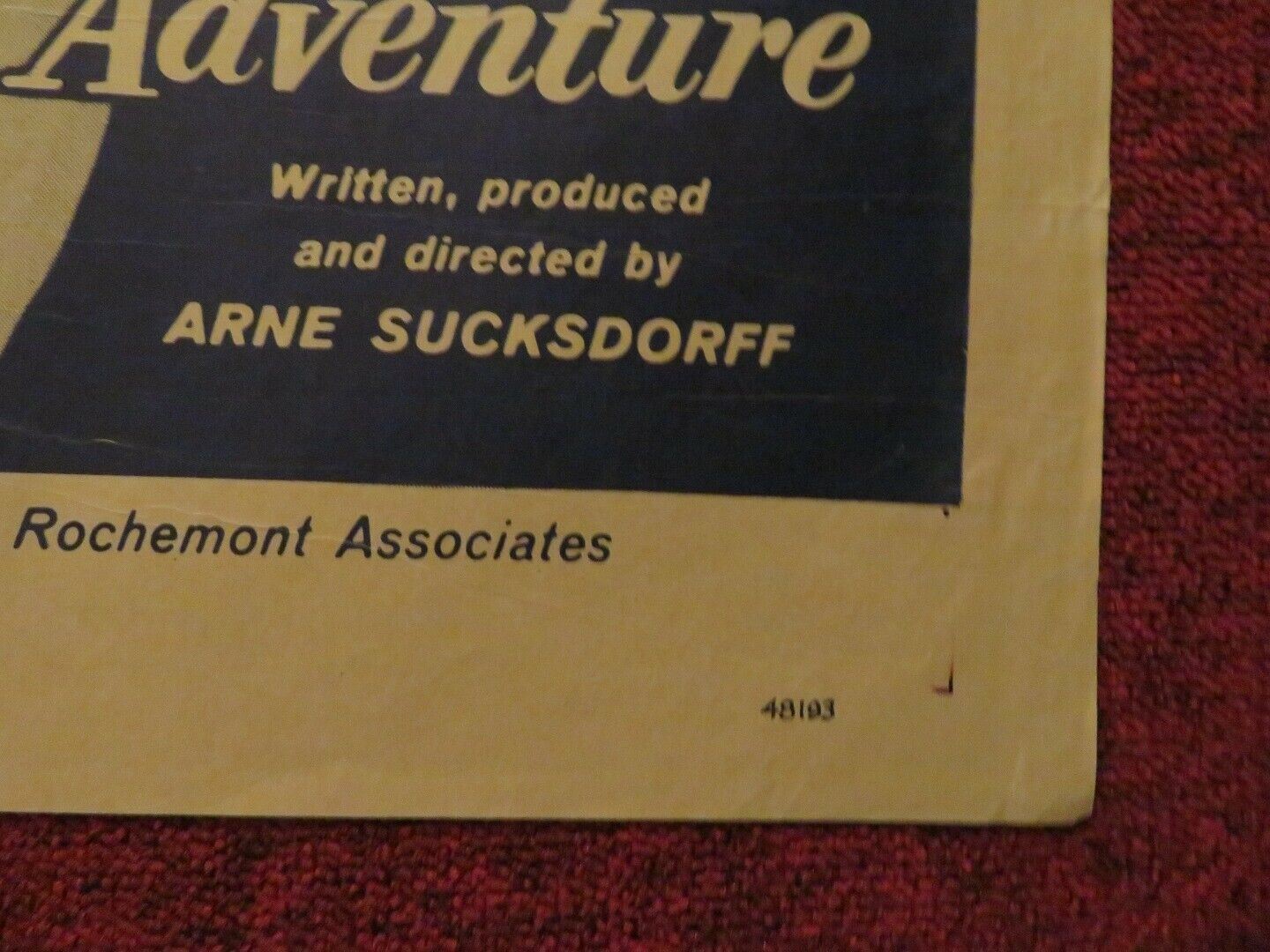 GREAT ADVENTURE FOLDED US ONE SHEET POSTER GUNNAR SJOBERG LUIS VAN ROOTEN 1953