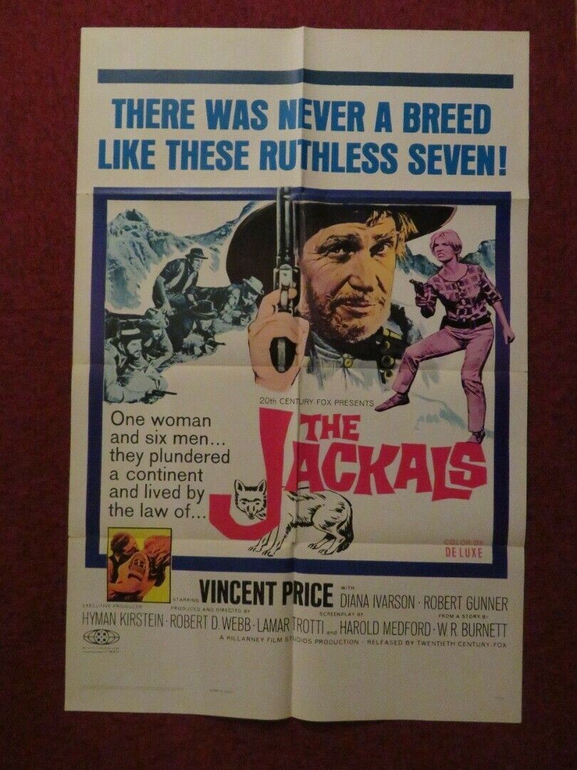 THE JACKALS FOLDED US ONE SHEET POSTER VINCENT PRICE DIANA IVARSON 1967