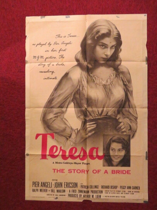 TERESA FOLDED US ONE SHEET POSTER PIER ANGELI JOHN ERICSON 1951