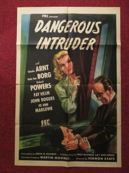 DANGEROUS INTRUDER FOLDED US ONE SHEET POSTER CHARLES ARNT VEDA ANN BORG 1945