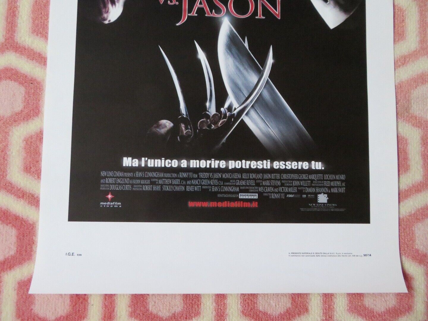 FREDDY VS. JASON  ITALIAN LOCANDINA (27.5"x13") POSTER WES CRAVEN 2003