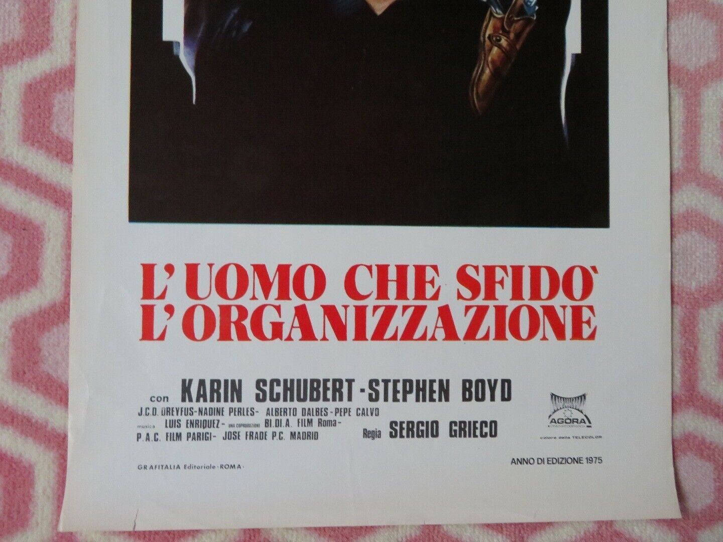 L'UOMO CHE SFIDO' L'ORGANIZZAZIONE ITALIAN LOCANDINA (27.5"x13") POSTER 1975