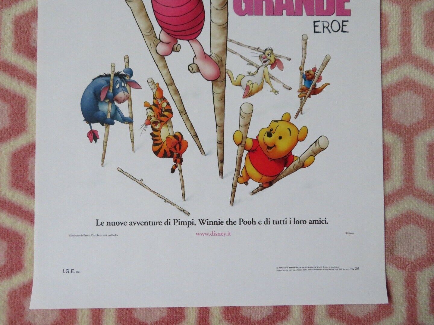 PIGLET'S BIG MOVIE  ITALIAN LOCANDINA (27.5"x13") POSTER DISNEY POOH 2003