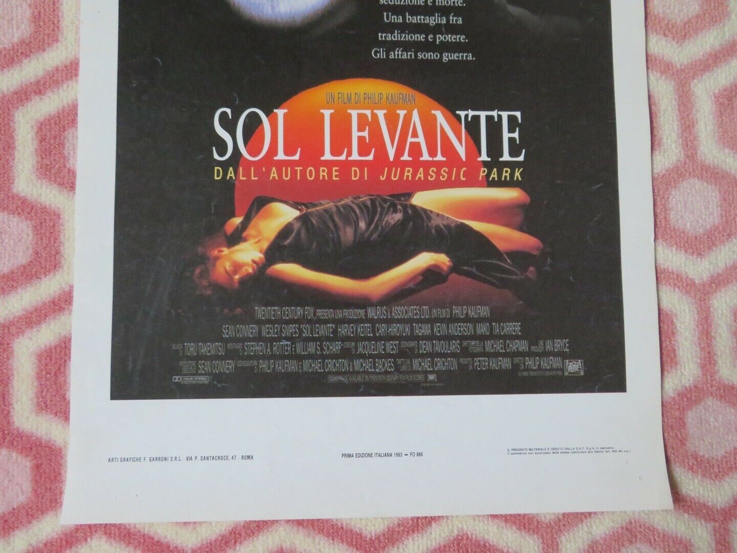 Rising Sun  ITALIAN LOCANDINA (27.5"x13") POSTER CONNERY SNIPES 1993