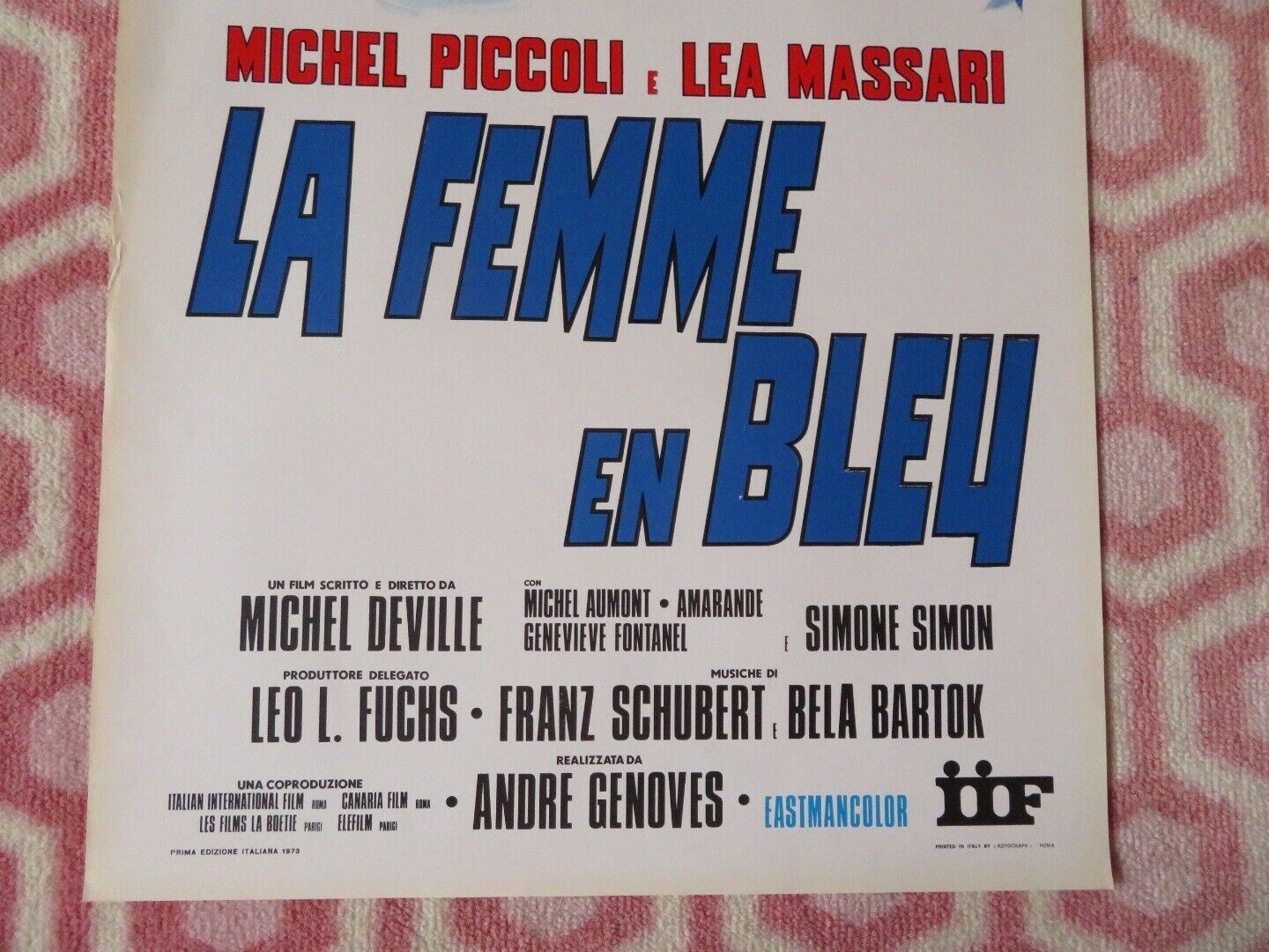 LA FEMME EN BLEU / The Woman in Blue  ITALIAN LOCANDINA (27.5"x13") POSTER 1973