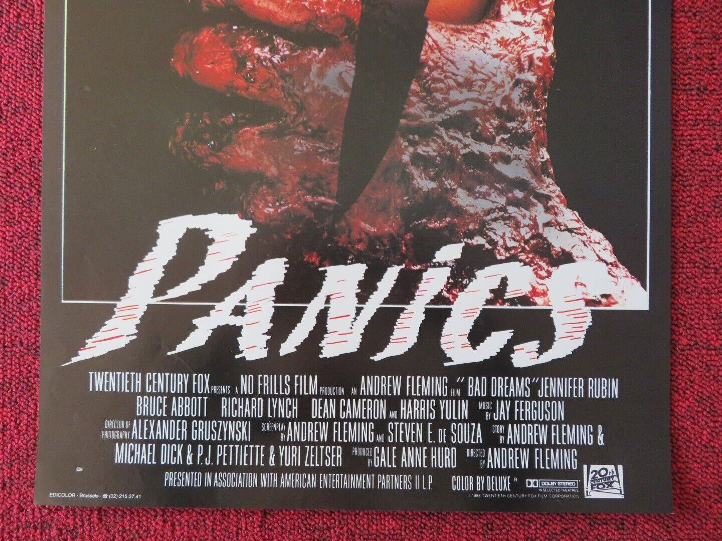 PANICS / BAD DREAMS BELGIUM (19.5"x12.5") POSTER JENNIFER RUBEN 1988