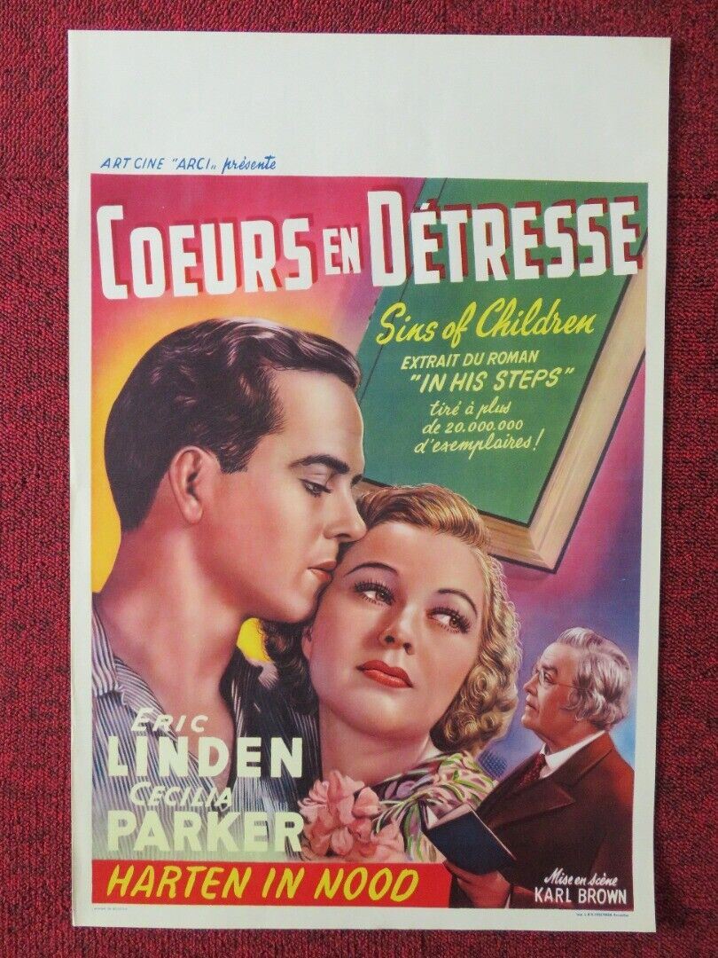 COEURS EN DETRESSE / IN HIS STEPS  BELGIUM (21"x14") POSTER ERIC LINDEN 1936