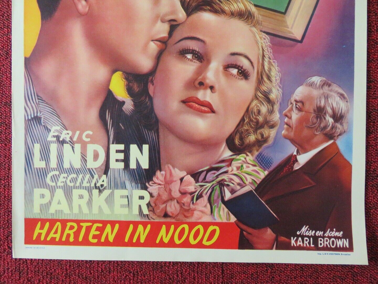 COEURS EN DETRESSE / IN HIS STEPS  BELGIUM (21"x14") POSTER ERIC LINDEN 1936