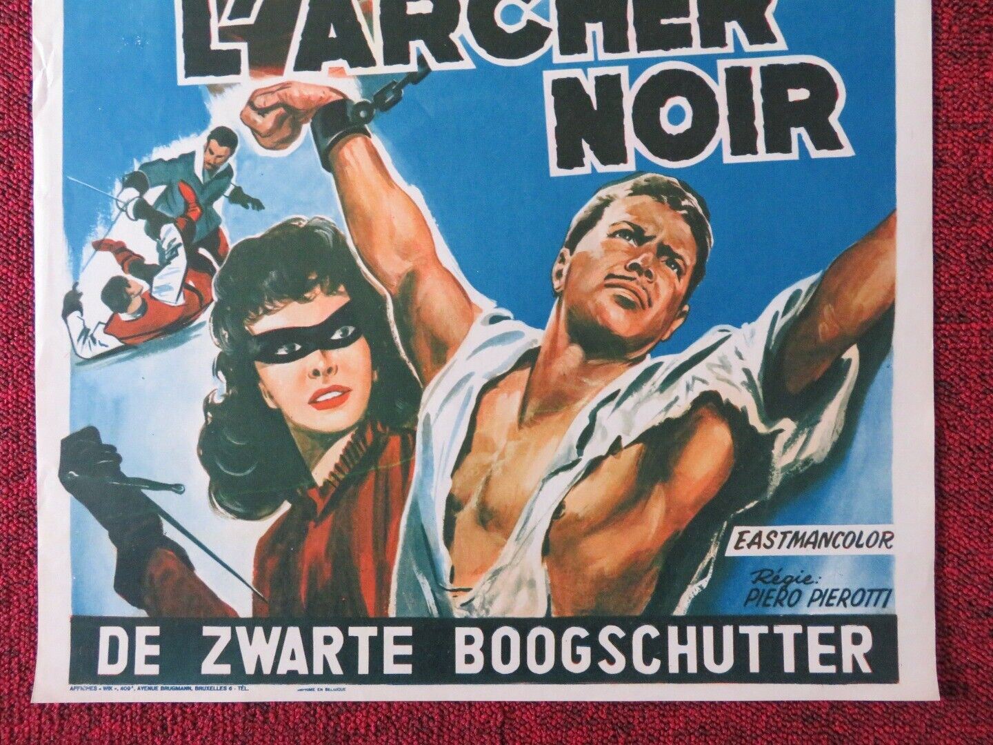 L'ARCHER NOIR / THE BLACK ARCHER BELGIUM (21"x14") POSTER GERARD LANDRY 1959