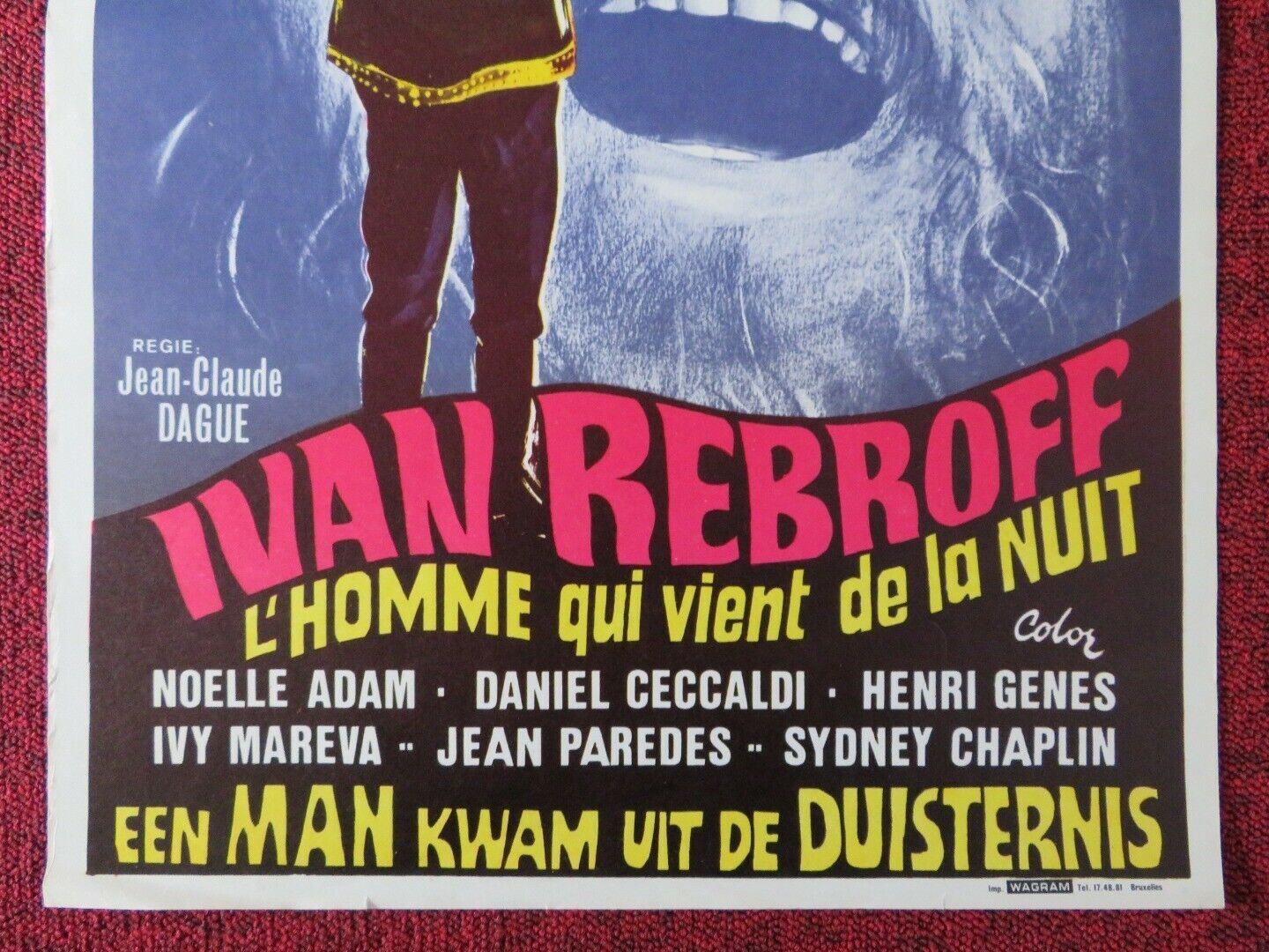 L'HOMME QUI VIENT DE LA NUIT BELGIUM (22.5"x14") POSTER IVAN REBROFF 1971