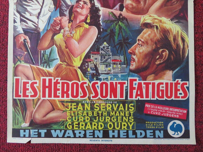 LES HEROS SONT FATIGUES BELGIUM (22"x14") POSTER YVES MONTAND 1955