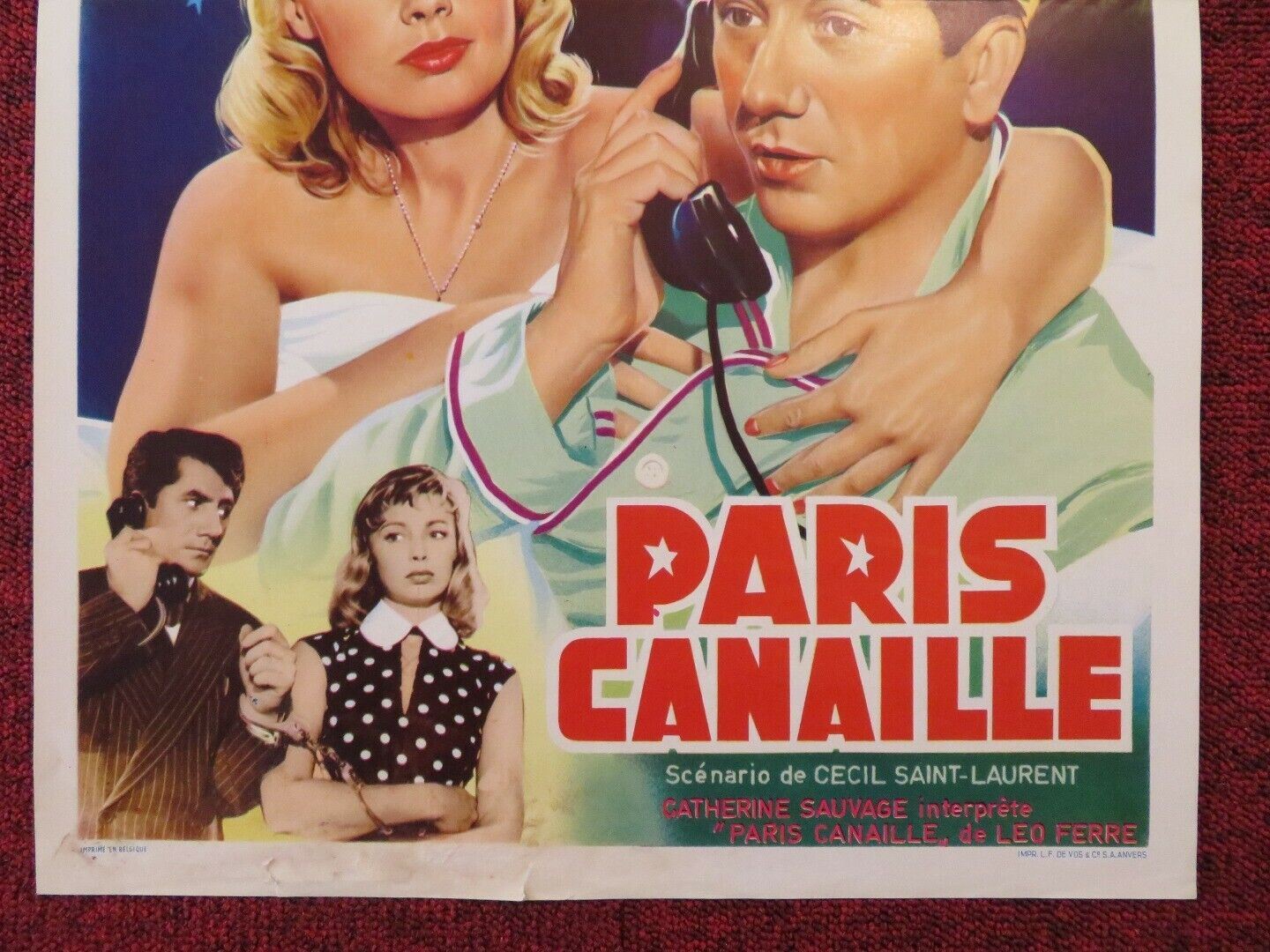 PARIS CANAILLE / MAID IN PARIS BELGIUM (21.5"x14") POSTER DANY ROBIN 1956