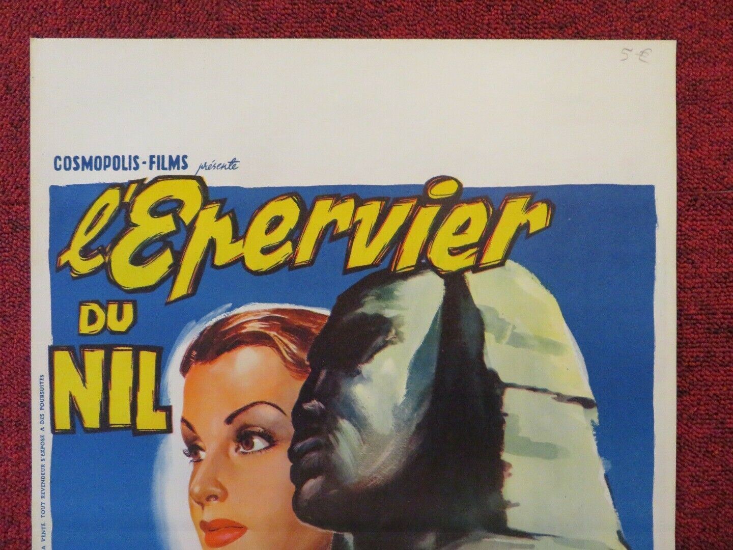 L'ÉPERVIER DU NIL / HAWK OF THE NILE BELGIUM (21.5"x14") POSTER 1950